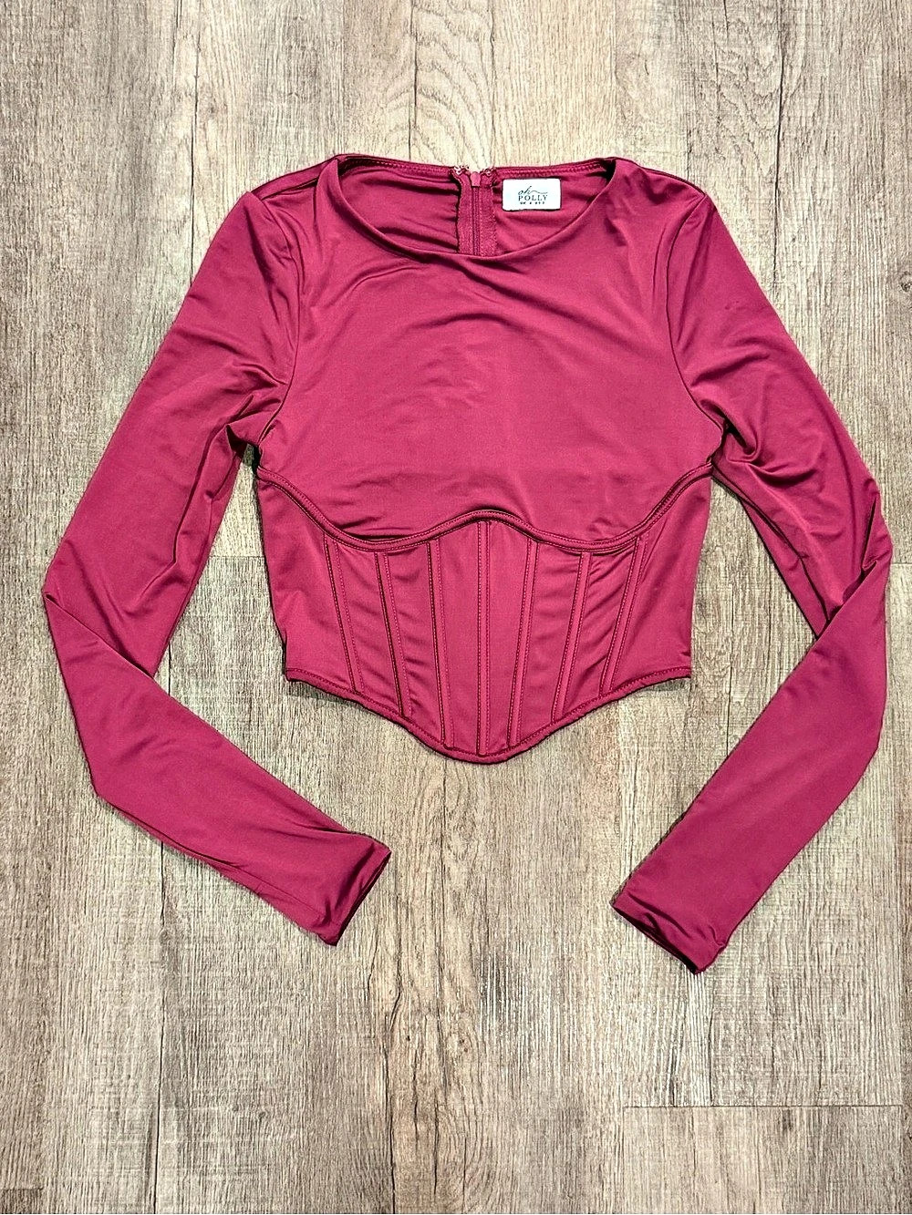 Oh Polly Long Sleeve Corset Crop Top Like New